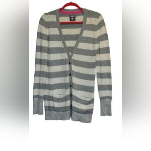 Pink Victorias Secret womens cardigan gray and white stripes size M